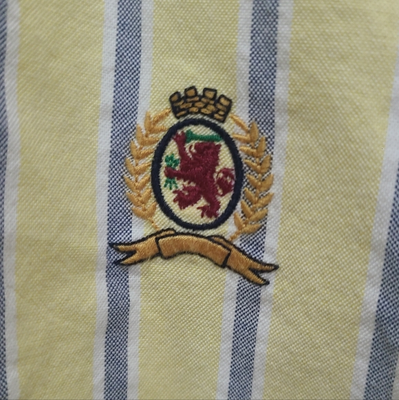 New Tommy Hilfiger Button Down Shirt Mens XL Striped White Yellow Cotton Casual - Picture 6 of 8